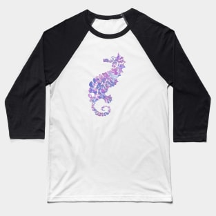 Seahorse Design in Purple and Pink Paint Splatter Baseball T-Shirt